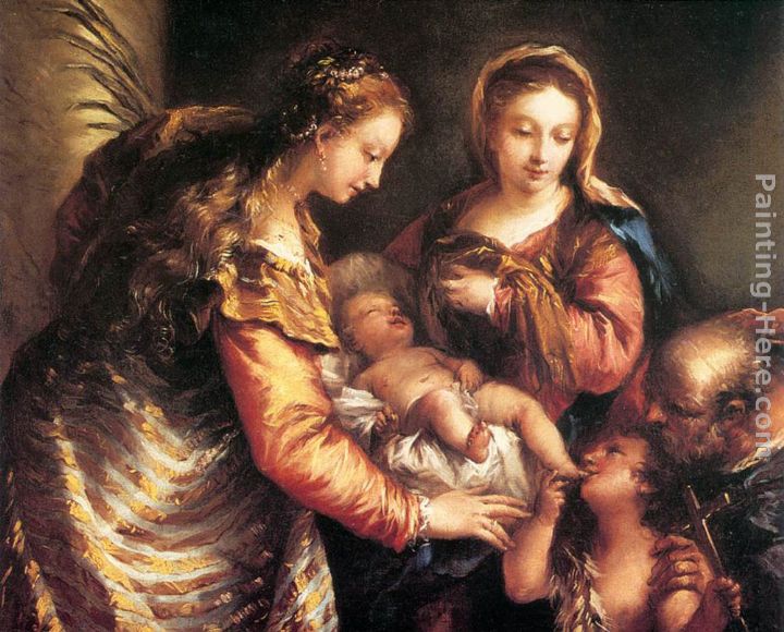 Holy Family with St John the Baptist and St Catherine painting - Giovanni Antonio Guardi Holy Family with St John the Baptist and St Catherine art painting